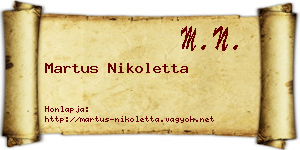 Martus Nikoletta névjegykártya